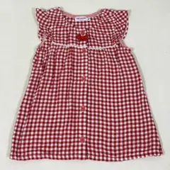 【美品】【匿名配送】ミキハウス ワンピース 80 90 赤 ギンガムチェックのサムネイル