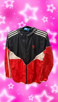 adidas トラックジャケット ジャージ L 赤 ネイビー 古着