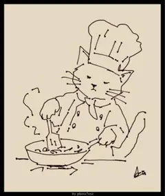 料理する猫 アート 写真 2L判 (127 × 178mm)