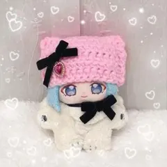 ♡ピンク♡ 猫耳風ニット帽 ぬい服 ブラック 12cm いつぬい 黒