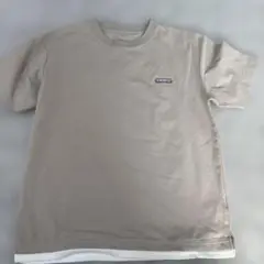 ベージュ Tシャツ ロゴ付き　170