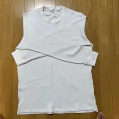 白色　ワッフルロンT