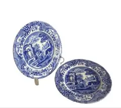 17 Spode ブルーイタリアンプレート 19cm 2枚　※1枚貫入ありのサムネイル