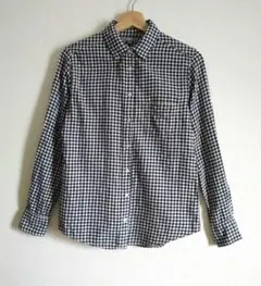 UNIQLO ユニクロ フランネルシャツ チェック M 長袖 紺 レディース