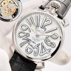 【稼働/美品】 ガガミラノ マヌアーレ 48mm メンズ 手巻き 腕時計