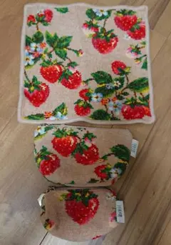 美品 フェイラー ストロベリーフィールド ハンカチ&ポーチ&ミニポーチセット