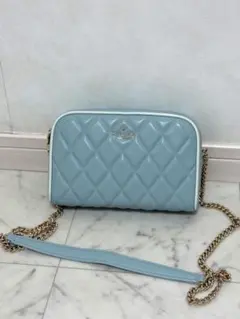 水色 キルティング ショルダーバッグ