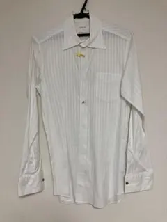 COMME CA MEN 長袖シャツ ホワイト ストライプ　シミ