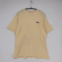 FILA クリームイエロー ロゴ入り Tシャツ Mサイズ