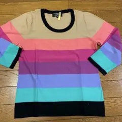 マルチカラー ストライプ 七分丈ニットトップス 38ソニアリキエルSONIA