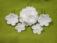 【つまみ細工】髪飾り　純白③