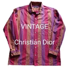 ビンテージ Christian Dior マルチストライプシャツ レトロ