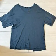 バックオープン 半袖カットソー ブルーグリーン