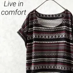 Live in comfort チュニック 半袖 フェアアイル柄 ボーダーのサムネイル