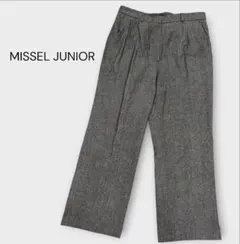 MISSEL ツイード調 センタープレス ワイドシルエット ウール混 グレー