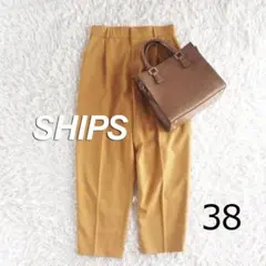 SHIPS　シップス　きれいめウエストゴムストレッチパンツ 　イエロー　38
