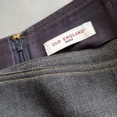 OLD ENGLAND デニム ラップ風 フレアスカート　黒のサムネイル