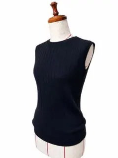 【新品】リブニット ノースリーブ ブラック 黒 サマーニット レディースのサムネイル