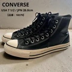 コンバース オールスター レザー 革 ハイカット 26.0cm 黒 スニーカー