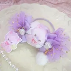 コメントからお願いします♡ハンドメイド♡キャンディポニーヘアゴム 猫
