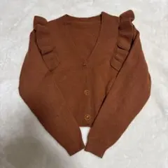 GRL フリルニット カーディガン ブラウン M