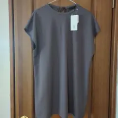 【新品タグ付き】グレー ノースリーブ チュニック バックリボン