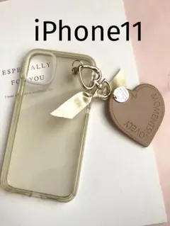 iPhone11ハートベージュクリア透明iphone11ケース新品送料込み