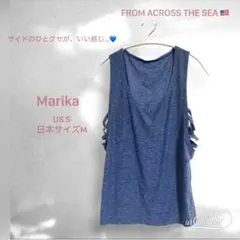 サイドデザインが映える… US古着 Marika ストラップタンク ブルー S