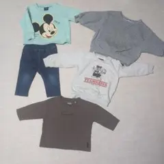 男の子　まとめ売り 90サイズ　ミッキー　トレーナー4 ロンT1 ズボン1