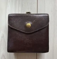 【値下げ】IL BISONTE レザー 二つ折り財布 がま口付き