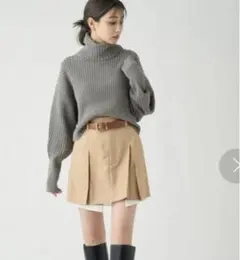 SNIDEL グレー リブ編み ハイネックセーター