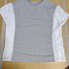 niko and... 切り替えレース 半袖Tシャツ グレー