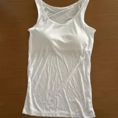 ホワイトリブ編みタンクトップ