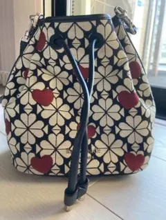 【限定】Kate Spade ハート刺繍ジャガード バケツ型トートバッグ