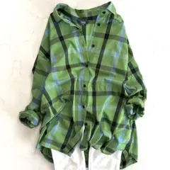 PART2 ジュンコシマダ 大きいサイズ 15号 チェックシャツ 緑 グリーン