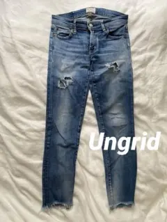 Ungrid ダメージデニム スキニー 24 ローウエスト アングリッド