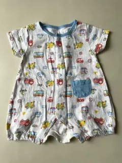 車と動物プリントロンパース 50〜60cm