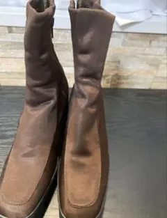 ブラウン サイドゴアブーツ サイドジッパー付き23cm