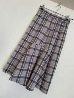 美品★エニィスイス チェック ロングスカート グレー ジュニア S M