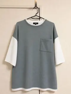 k*7様 BEAMS HEART レイヤード風 ポケットTシャツ グレー Lのサムネイル