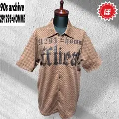 ✅90s 291295=HOMME ロゴ 総柄 シャツ y2k archive