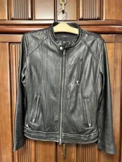 ラムレザー 羊皮 ライダースジャケット ブラック