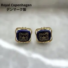 【高級】ロイヤルコペンハーゲン カフス 陶器 デンマーク製 王冠 ゴールド 青のサムネイル