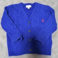 Ralph Lauren 青色 カーディガン 24M　ケーブルニット編み