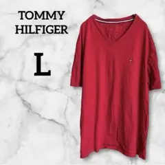 TOMMY HILFIGER【L】レッド Tシャツ 100%コットン カジュアル