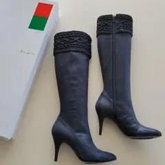 GINZAカネマツ　本革レースロングブーツ　size23.5