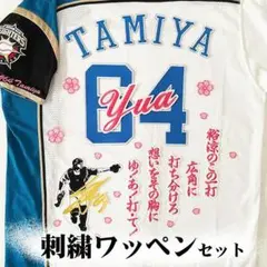 日本ハム ファイターズ 田宮裕涼 刺繍ワッペン 5点セット 【ピンクセット】