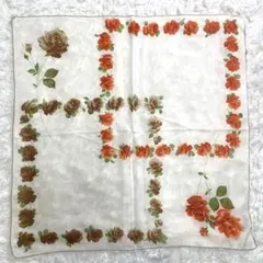 大判シアースカーフ　花柄　薔薇　透け感　インテリアクロス　バッグチャーム　白