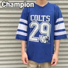 80s☆チャンピオン☆フットボールTシャツ☆NFL☆コルツ☆ブルー☆L☆
