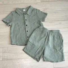 グリーン 半袖シャツ ショートパンツ セットアップ 100㎝ 110㎝